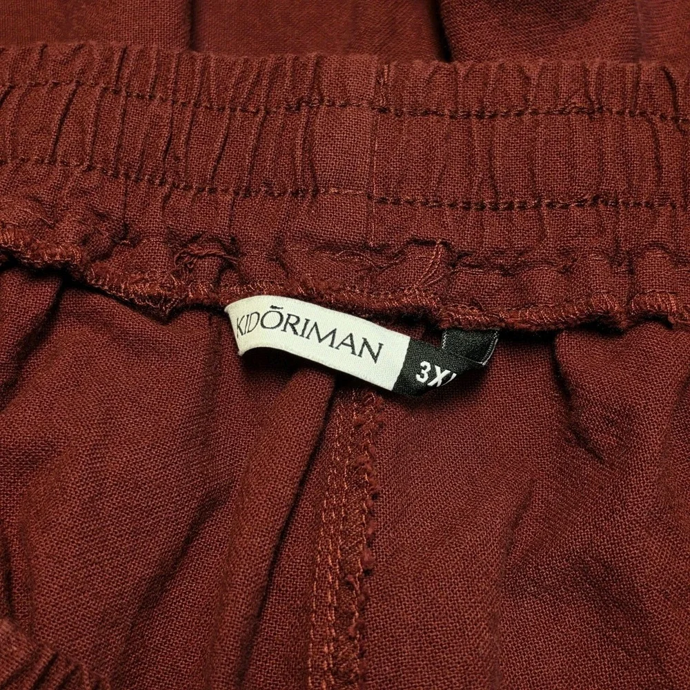 Kidoriman Men's Gelyu Harem Japanese Street Burgundy Red Cotton Jogger Pants 3XL